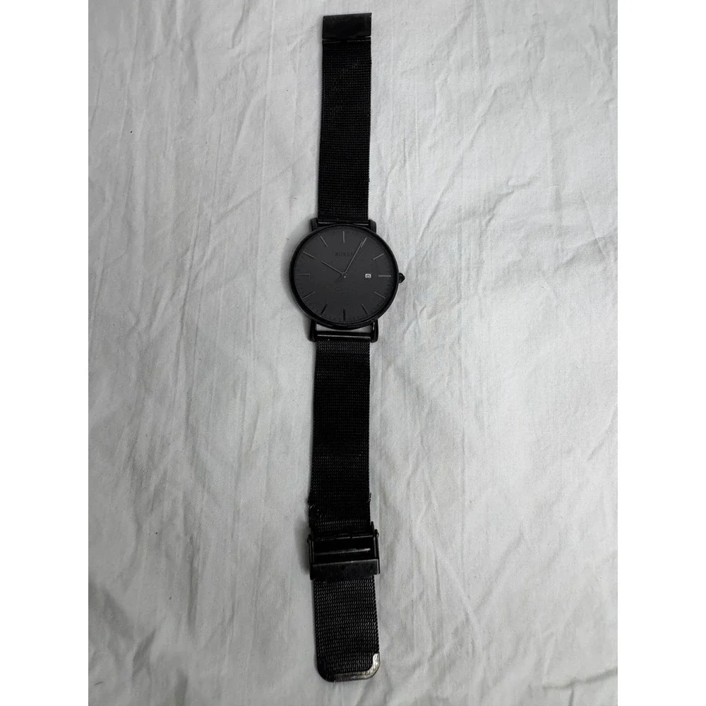 BUREI Black Stainless Steel Mesh Band Quartz Movement Men's Wristwatch